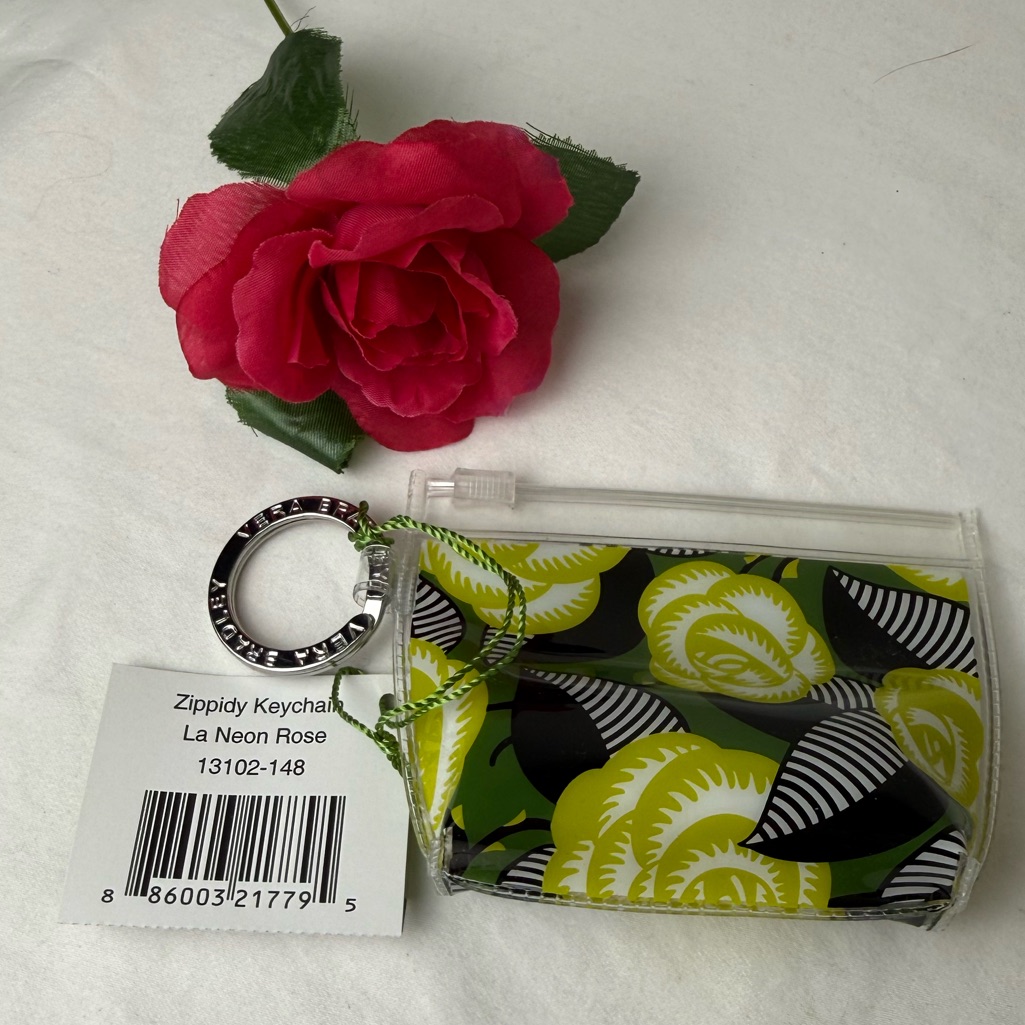 Nwt Vera Bradley La Neon Rose Zippidy Keychain Mini Keychain Purse Retired